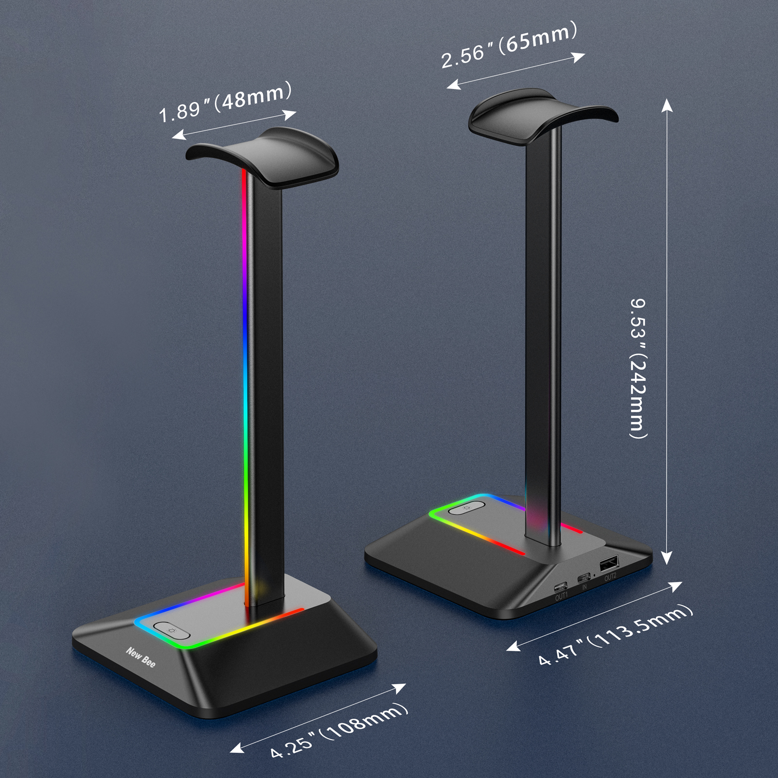 New Bee Z8 RGB Headphones Stan - Headphone Stand Desk recension och pris