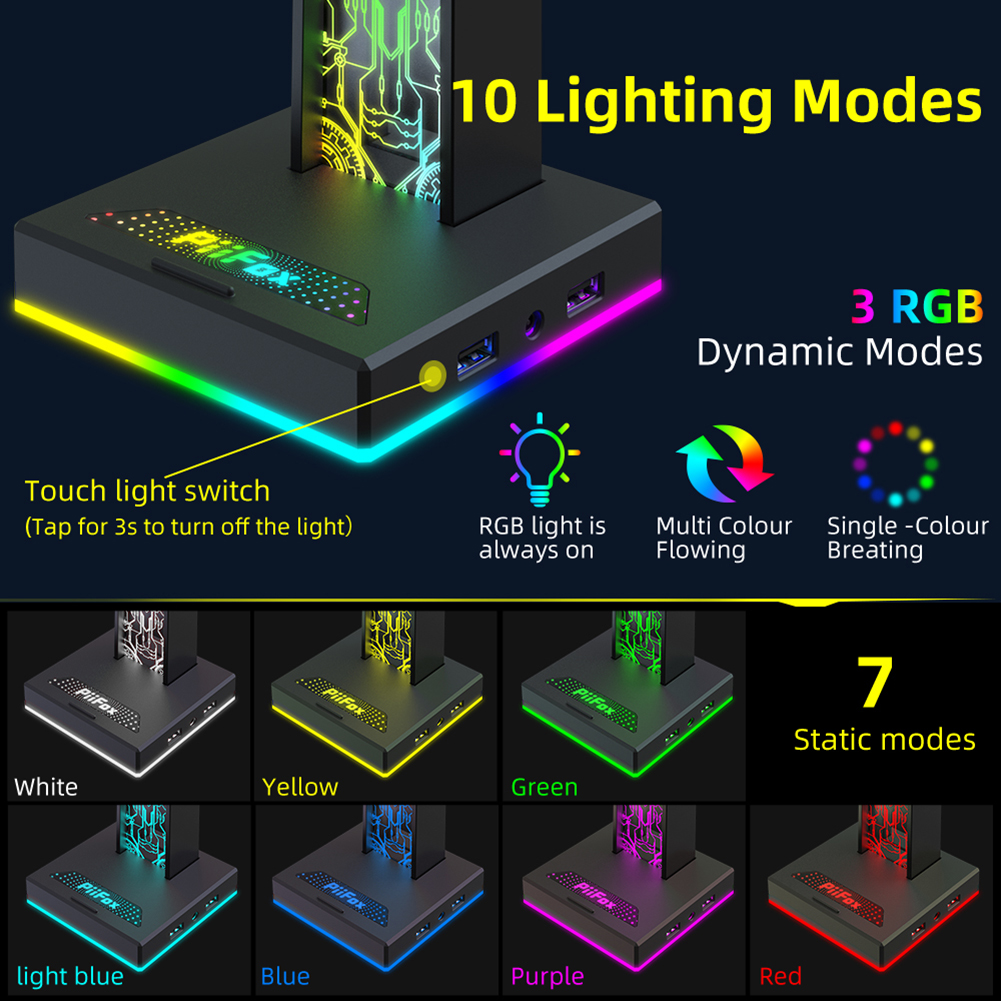 RGB Gaming Headphone Stand Dua - Headphone Stand Desk recension och pris